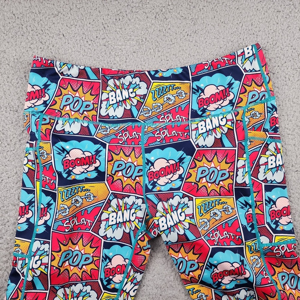 Constantly Varied Leggings XL Knockout Gym Run Stretch Comic Superhero Capri